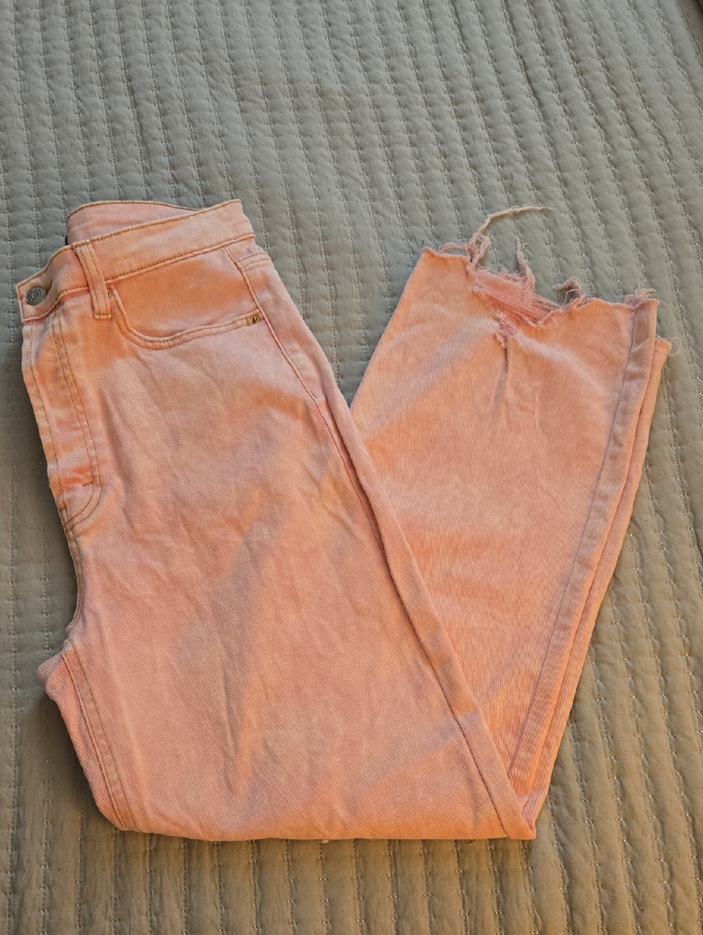 wild fable Pastel Pink High-Rise Straight Leg Jeans-Acid Wash, Button Fly-Sz 8